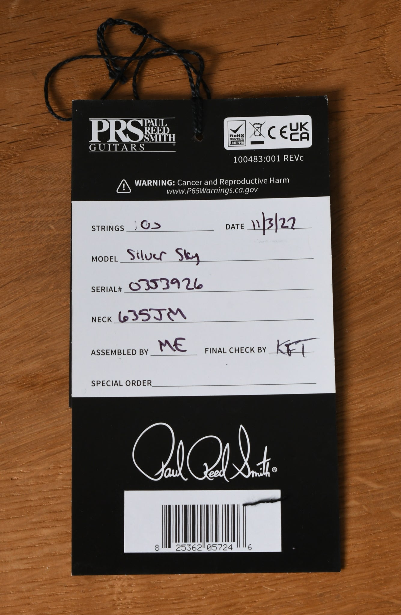Paul Reed Smith PRS John Mayer Silver Sky Polar Blue Maple Neck