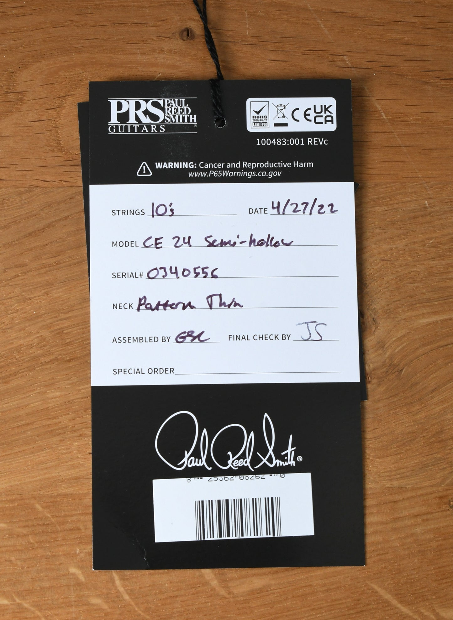 Paul Reed Smith PRS CE 24 Semi Hollow Fire Red Burst