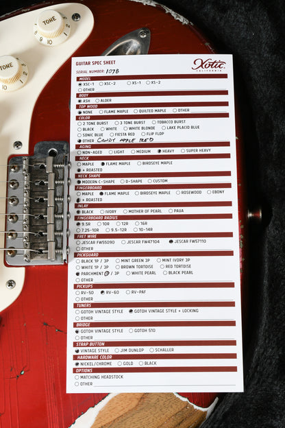 2019 Xotic XSC-1 Heavy Aged Candy Apple Red & Mastergrade Roasted Maple Neck