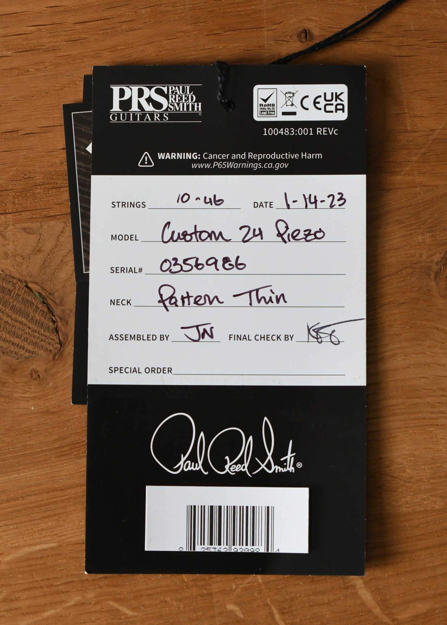 Paul Reed Smith PRS Custom 24 Piezo Charcoal Burst