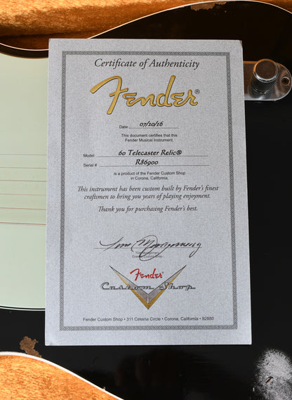 2016 Fender Custom Shop 1960 Telecaster Custom Relic Black
