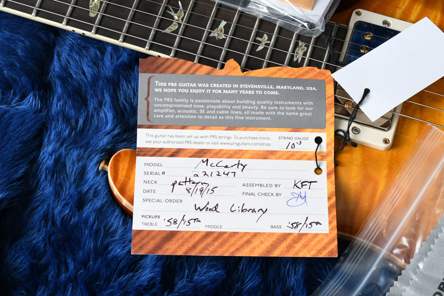 2015 Paul Reed Smith PRS McCarty Wood Library 10 Top McCarty Burst Brazilian